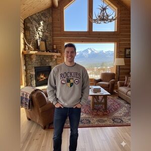 Vintage Sweatshirt Colorado Rockies Crewneck Ski the Rockies‎ embroidered